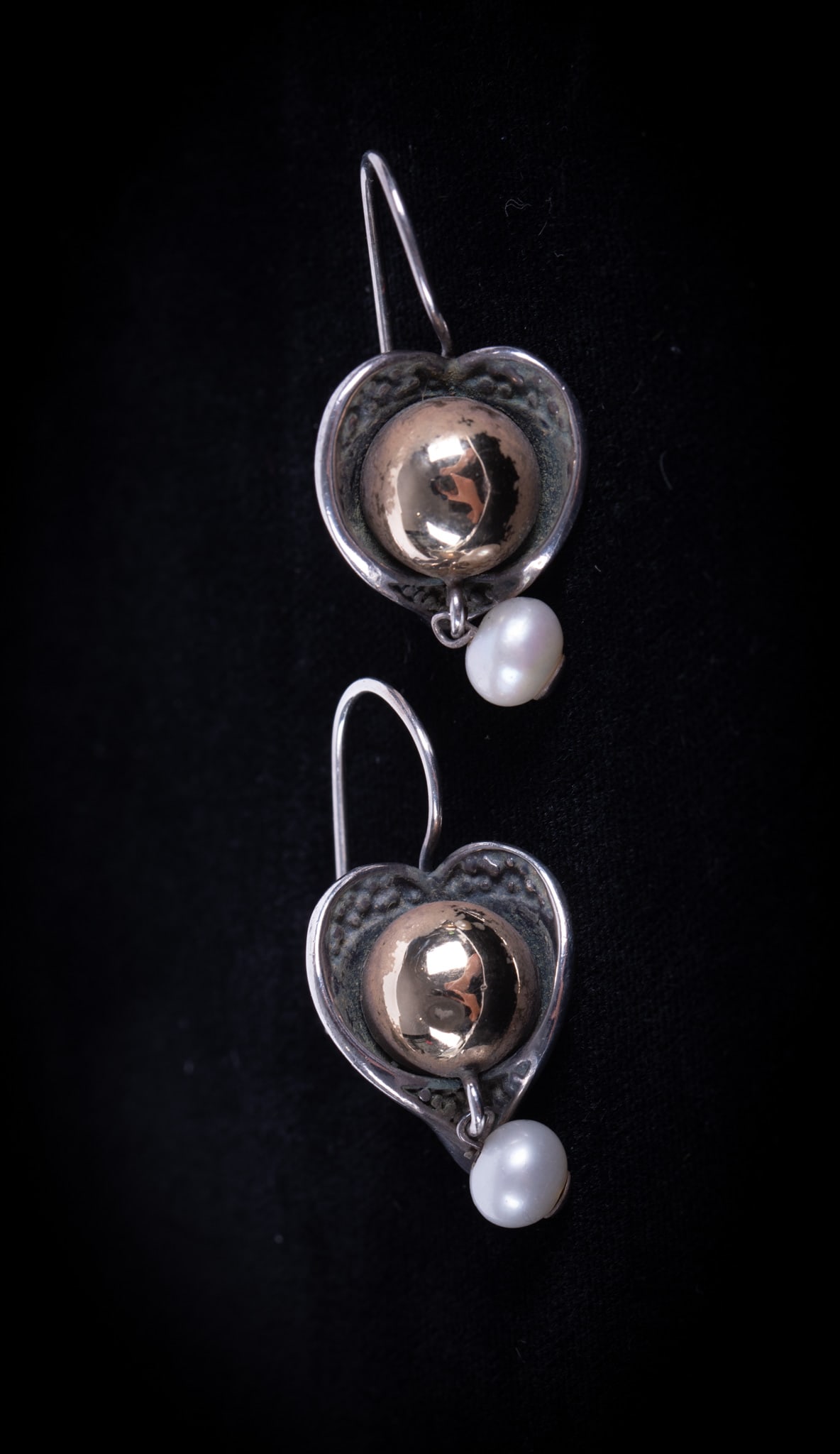 Sterling Silver/14K Yellow Gold Designer Earrings: Sterling Silver/14K Yellow Gold Designer Earrings These earrings are signed 14K S YA 925. They are quite nice with the fresh water pearl adding to their appeal.