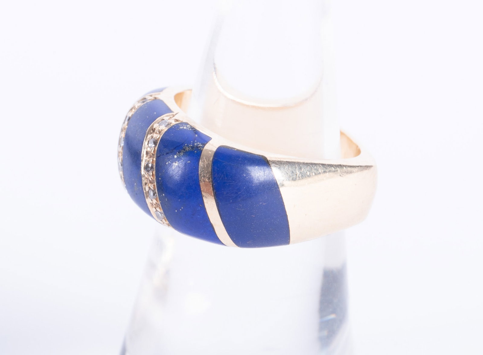 14K Yellow Gold Lapis & Diamond Ring - 3