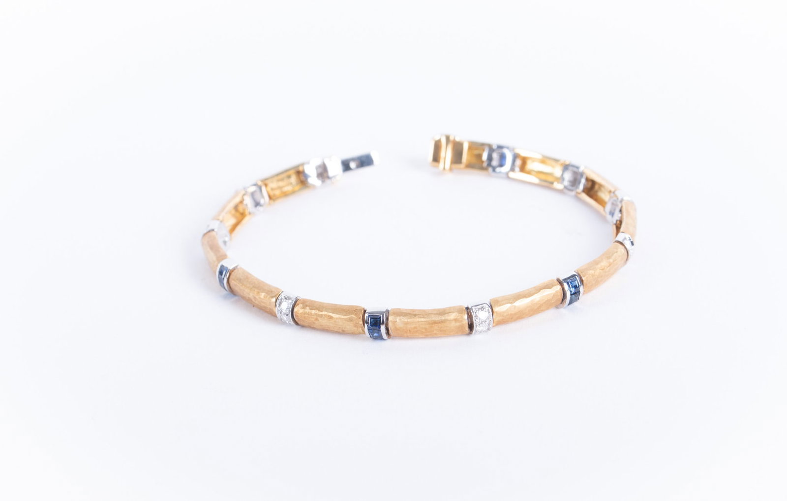 18K Yellow Gold Sapphire Diamond Bracelet (1 of 4)