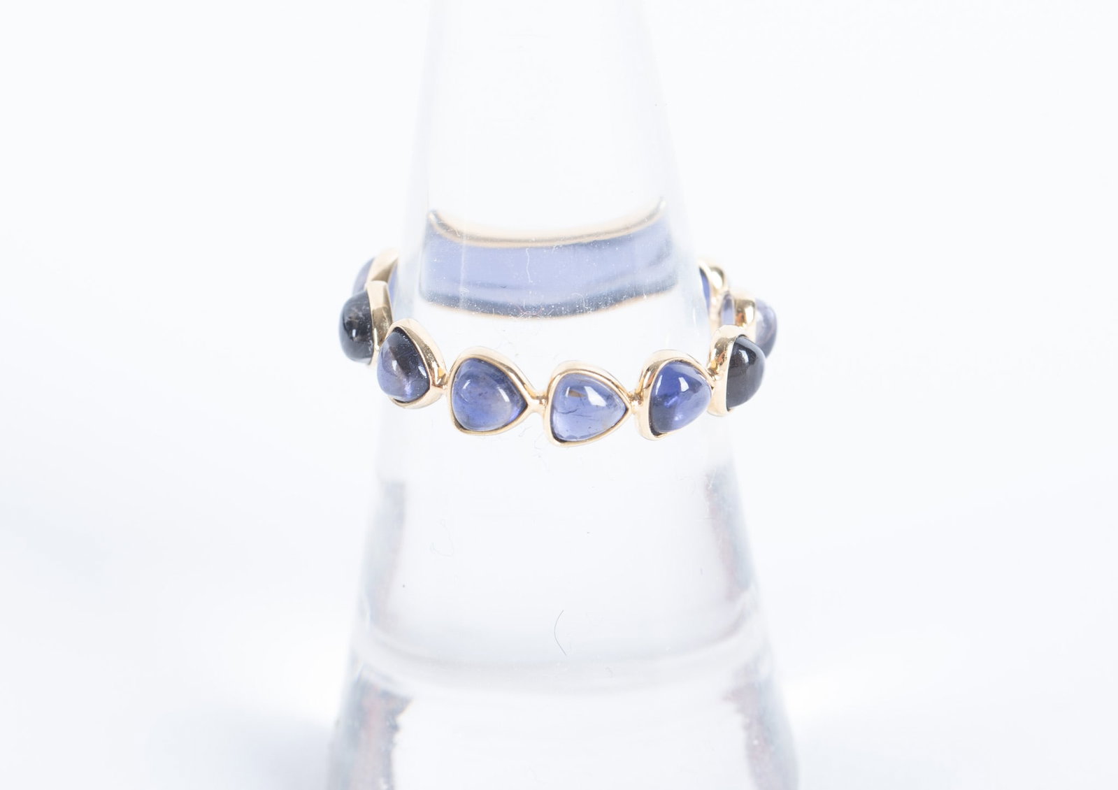 18K Gold Natural Iolite Blue Band Ring (1 of 2)