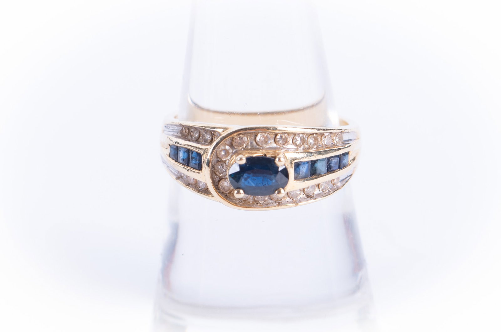 14K Yellow Gold Diamond & Sapphire Ring (1 of 2)