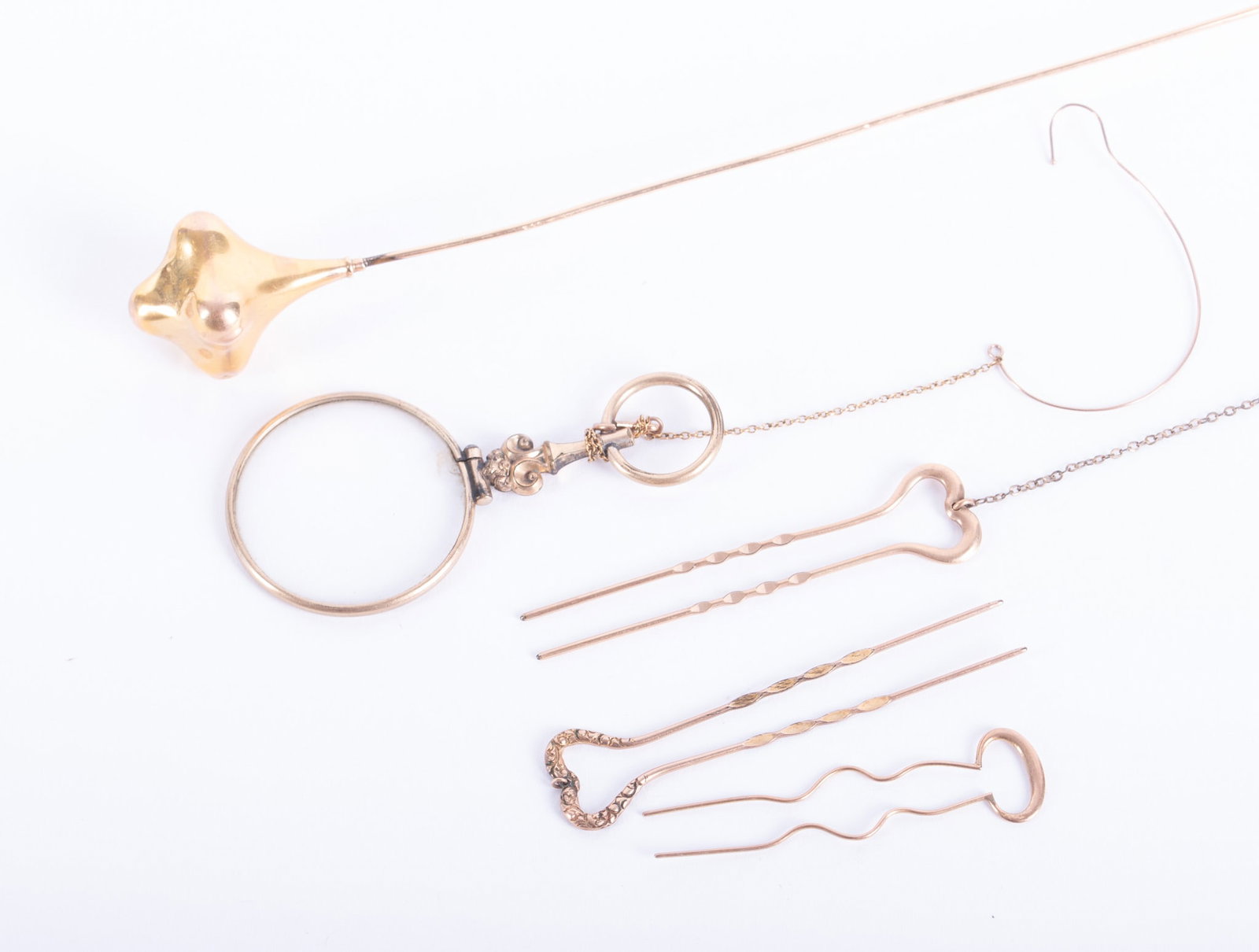A Collection of Antique 14k Gold Hair Accessories (1 of 3)