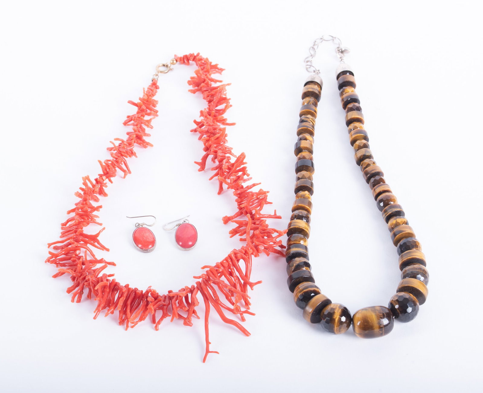 Tiger eye Necklace along with a Branch Coral Necklace (1 of 2)