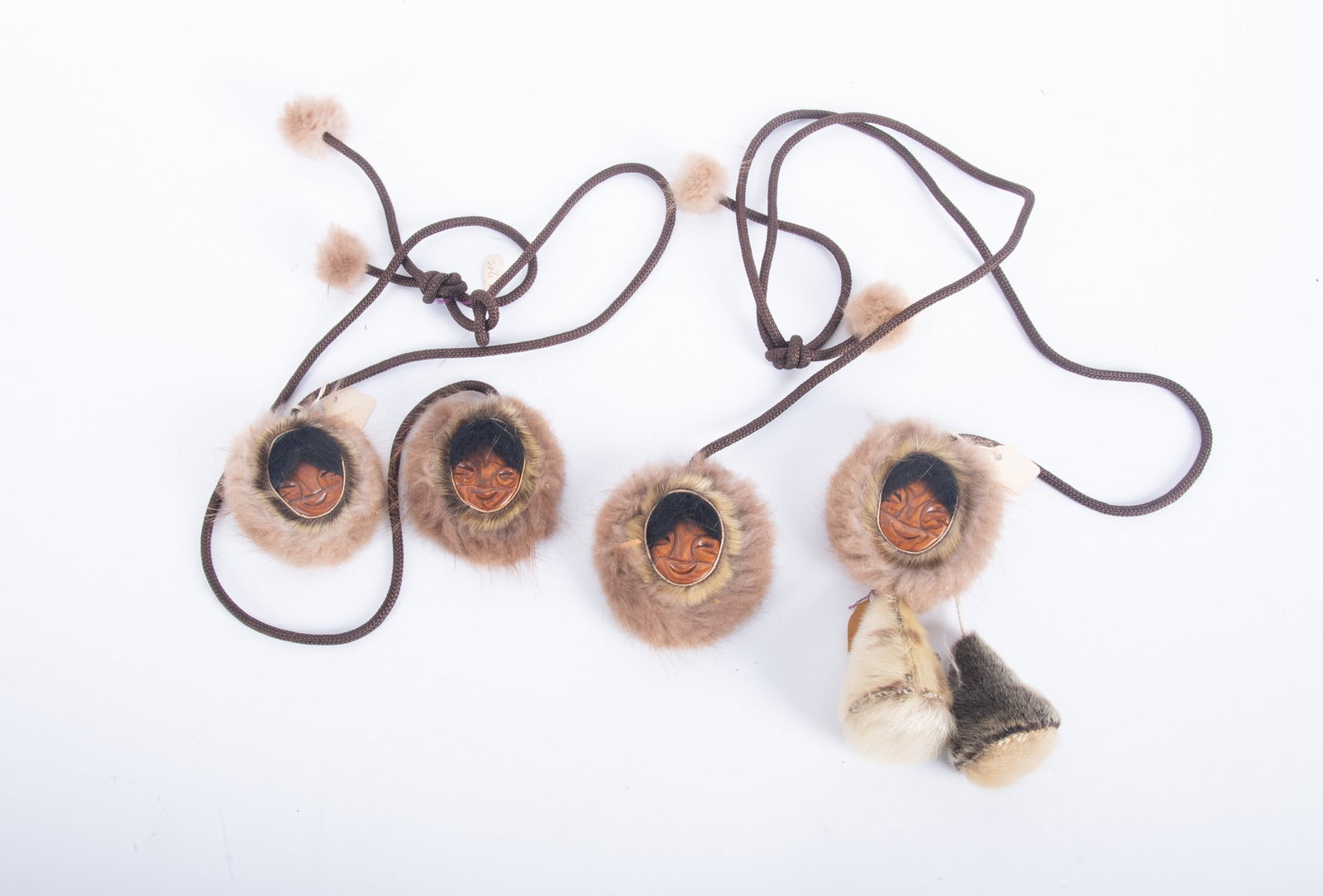 Alaskan Ajagutak Issuk Face Ornaments along with Alaskan Fur Puff Balls (1 of 3)