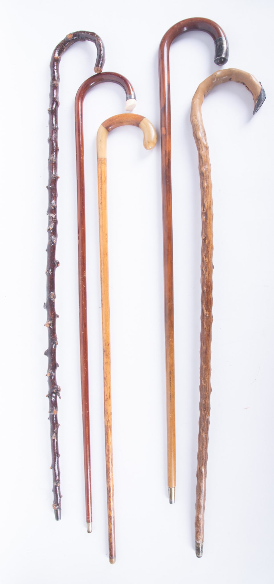 Five Antique and Vintage Crook Handle Walking Canes (1 of 3)