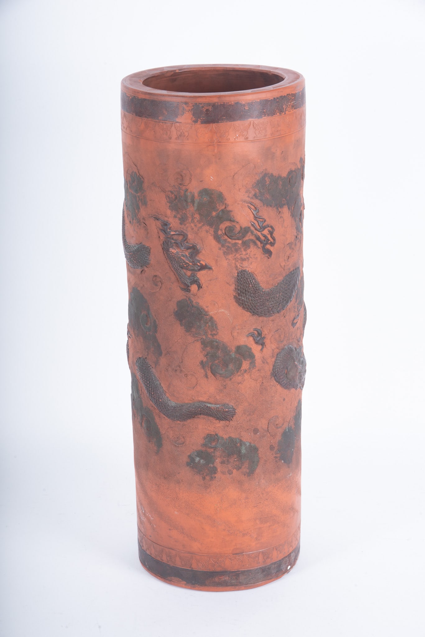 A Vintage Chinese Terra Cotta Dragon Design Umbrella or Cane Stand (1 of 3)