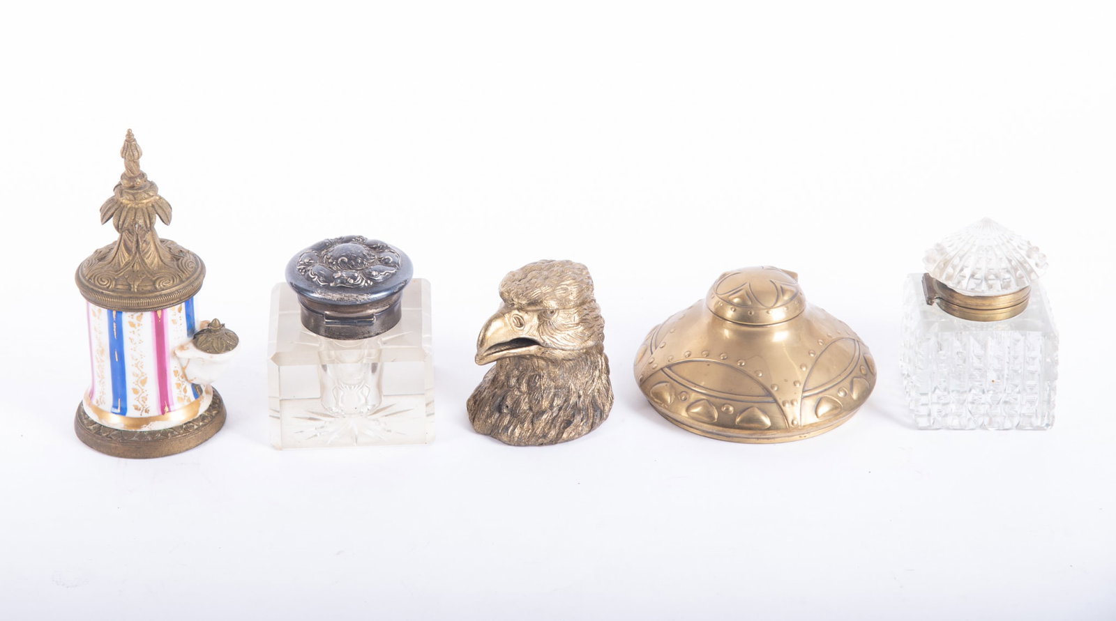 A Collection of Five Antique Inkwells (1 of 3)