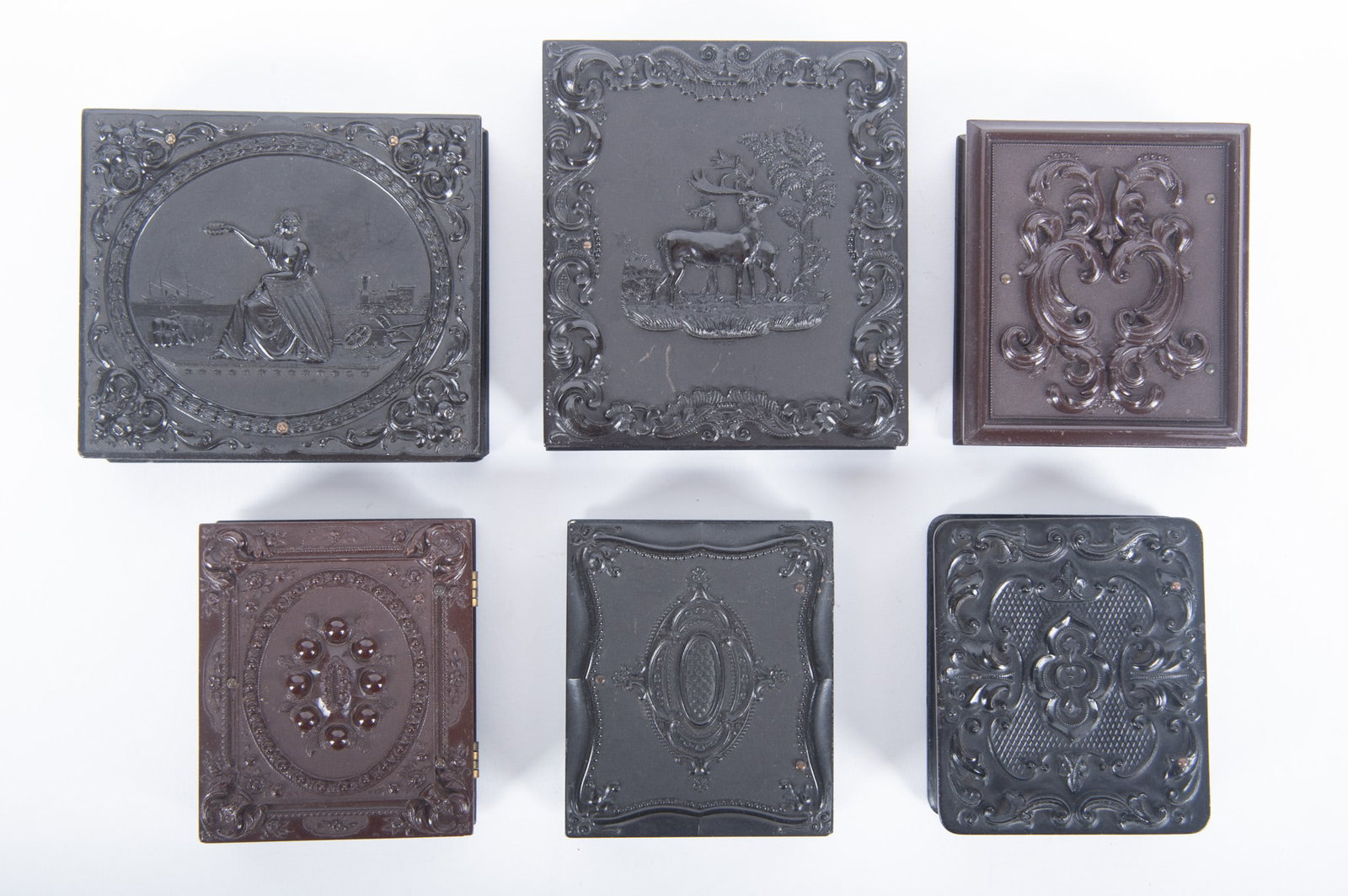 A Grouping of Four Ninth Plate and Two Sixth Plate Union Cases (1 of 5)