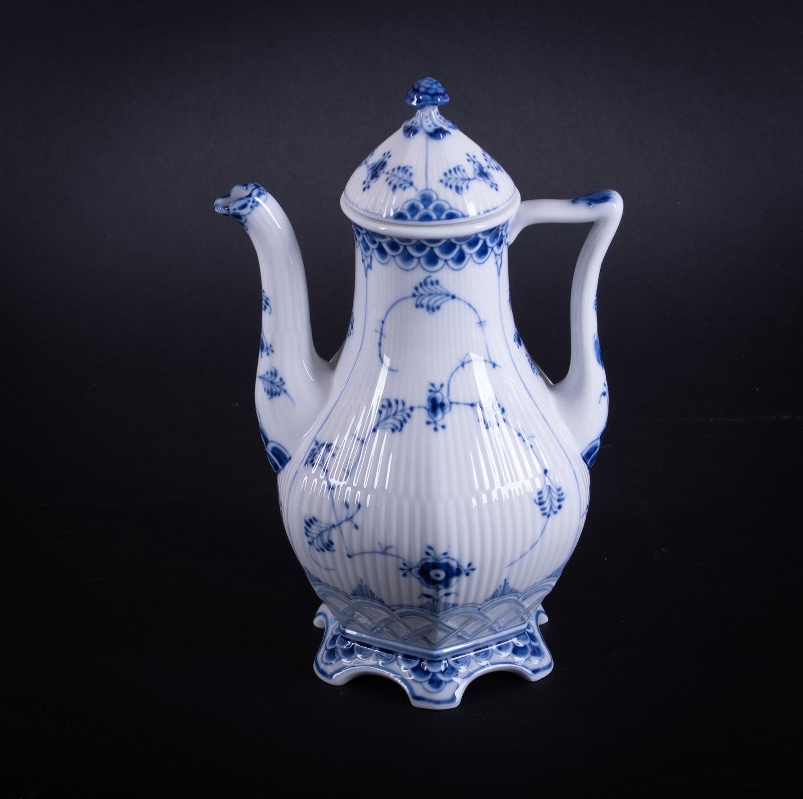 A Royal Copenhagen Blue Fluted Full Lace Coffee Pot (1 of 4)