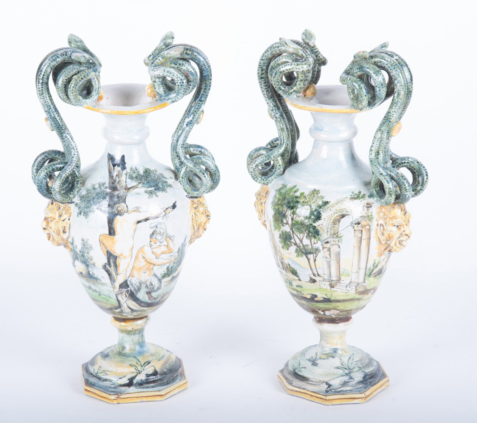 Pair of 19th Century Majolica Vases (1 of 6)