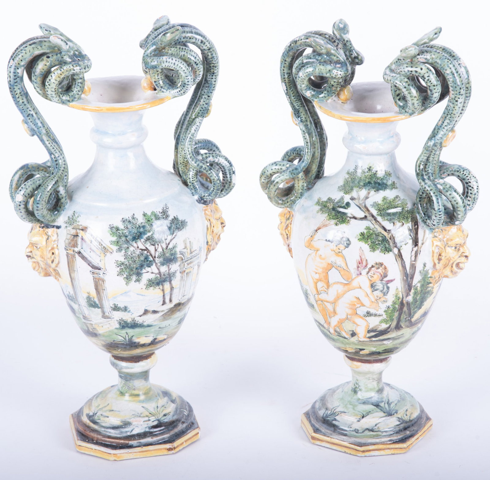 Pair of 19th Century Majolica Vases - 4