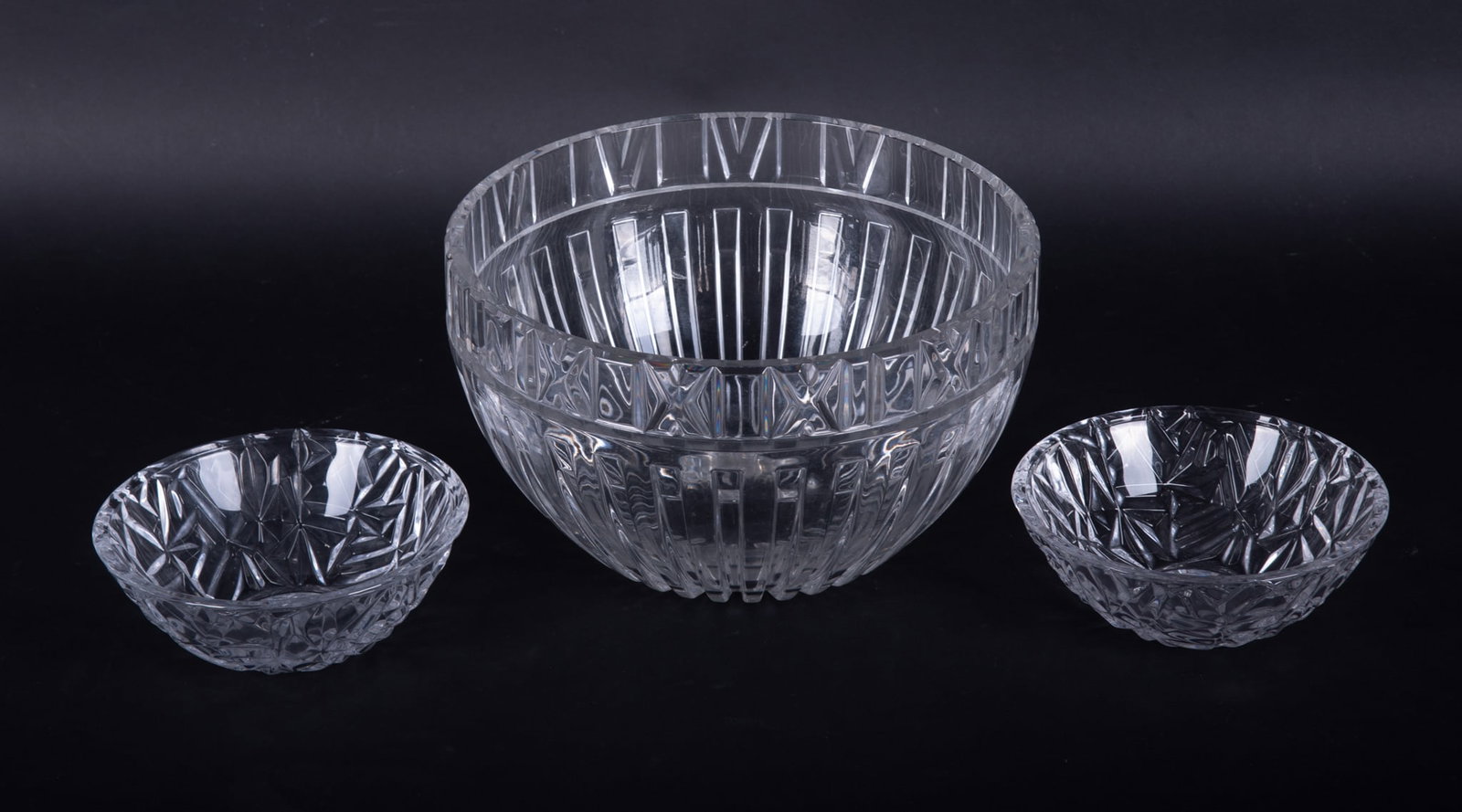 Tiffany & Co. Crystal Atlas Bowl, together with two Tiffany & Co. Crystal Crackle Bowls (1 of 4)