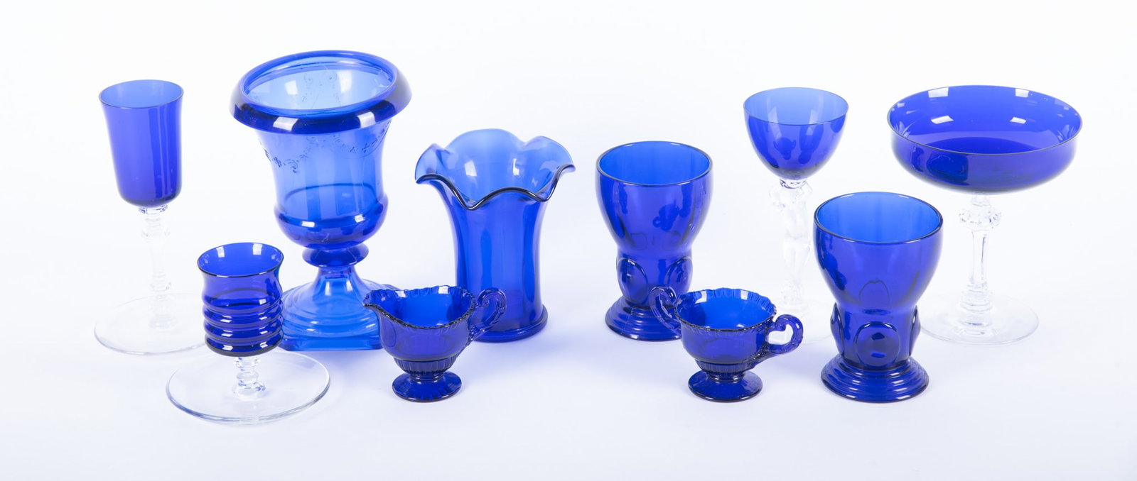 Ten Pieces of Cobalt Art Deco and Depression Era Glassware, including Cambridge (1 of 3)