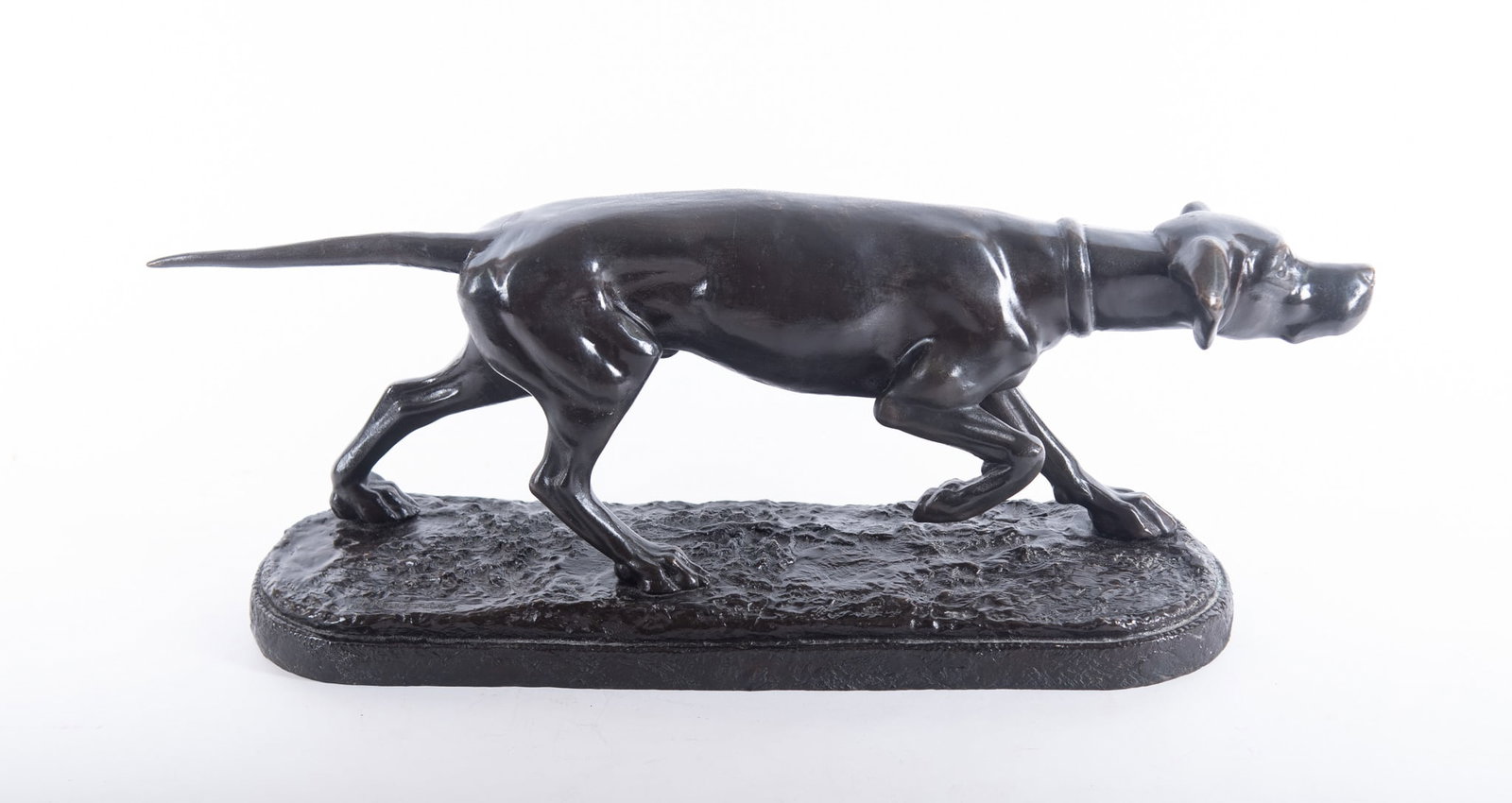 Jules Moignez, French (1835-1894), Pointer, bronze: Jules Moignez French, (1835-1894) Pointer bronze signed at the base Length: 26 inches; Height: 9 inches; WIdth: 6 inches