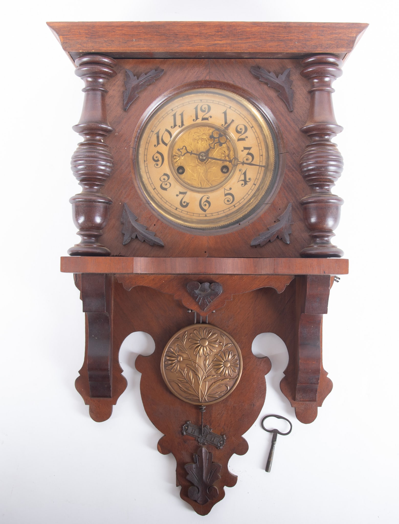 Antique German Walnut Wall Clock (1 of 3)