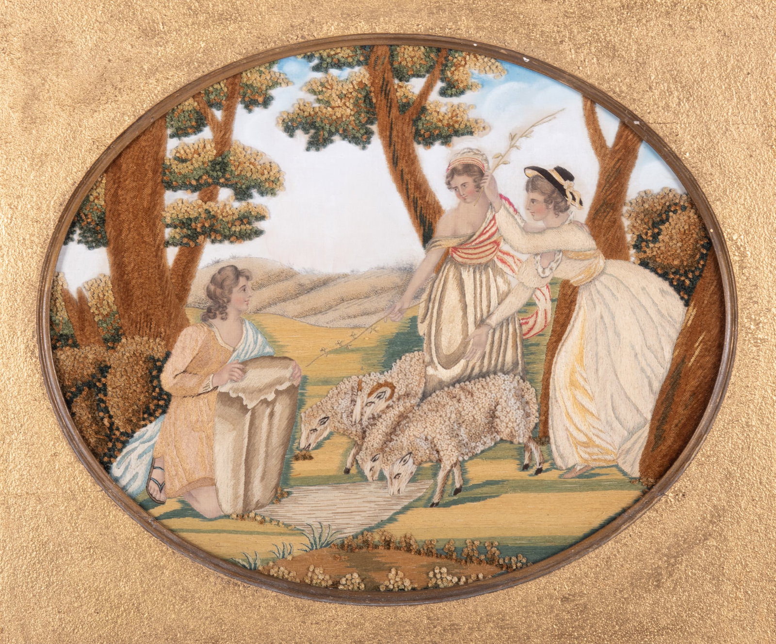 Antique English Silk on Silk Embroidery, 18th-19th Century (1 of 4)