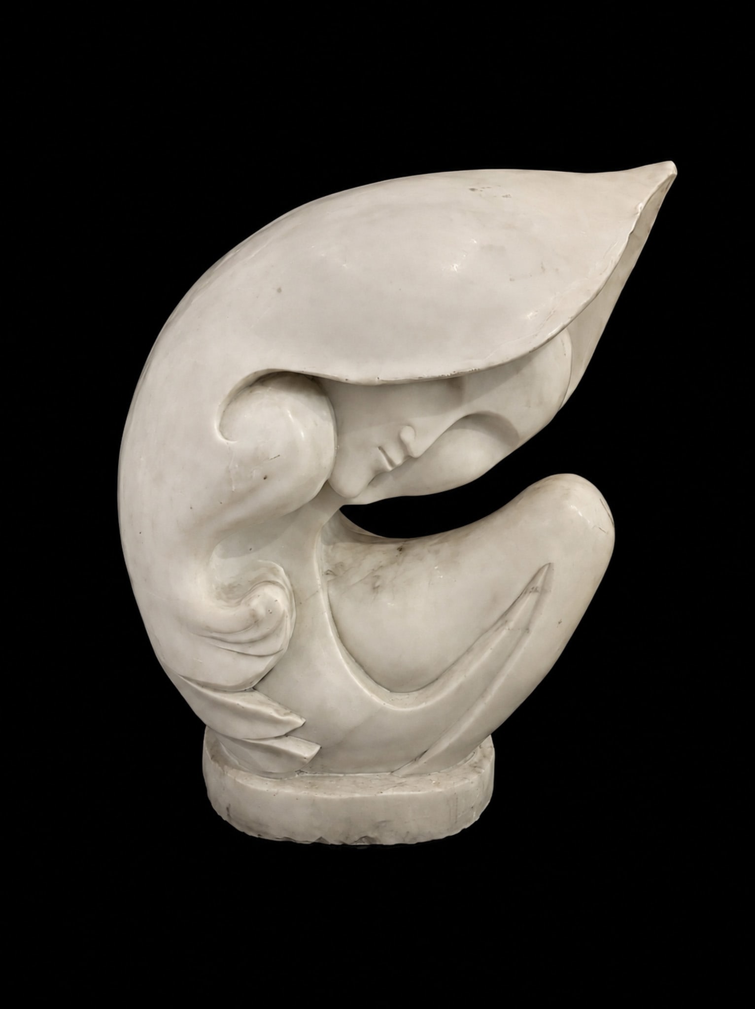 Modernist White Marble Sculpture of a Crouching Figure (1 of 4)