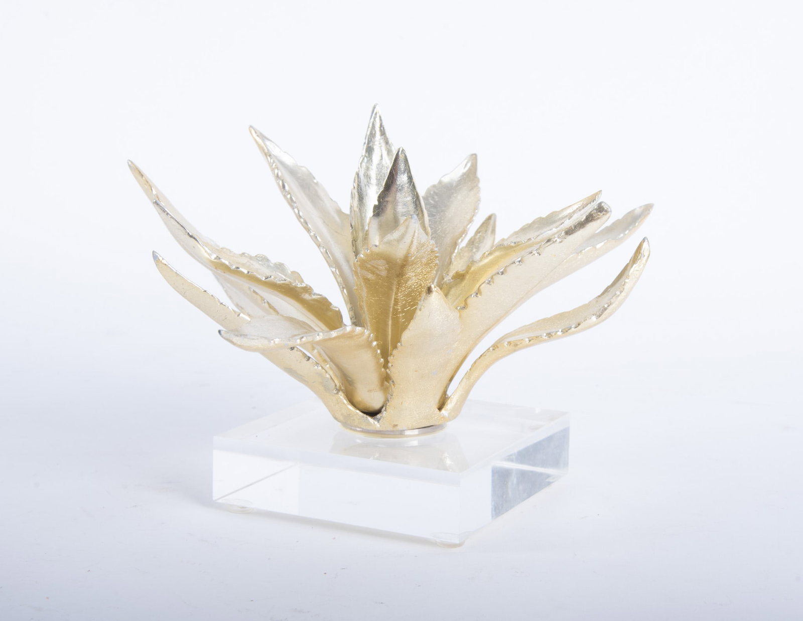 Gilt Bronze Succulent on a Plexiglass Stand (1 of 2)