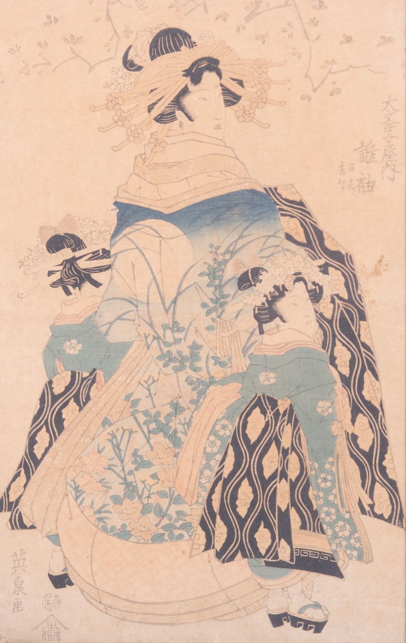 Keisei Eisen, Japan (1790-1848), Three Geishas, woodblock print (1 of 4)