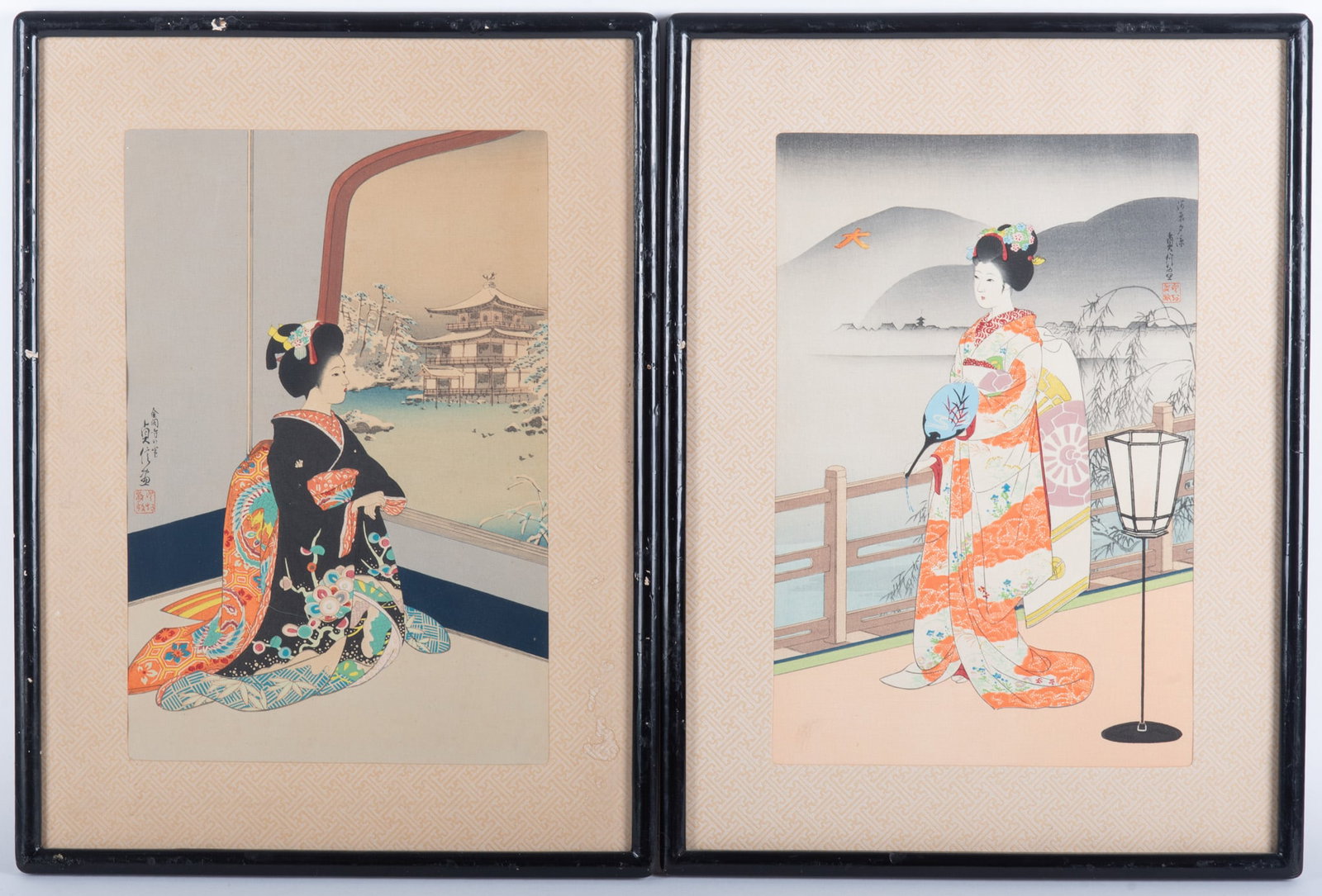 Sadanobu Hasegawa, Japanese (1809-1879), Geisha Girl in Summer and Geisha Girl in Winter, two color (1 of 3)