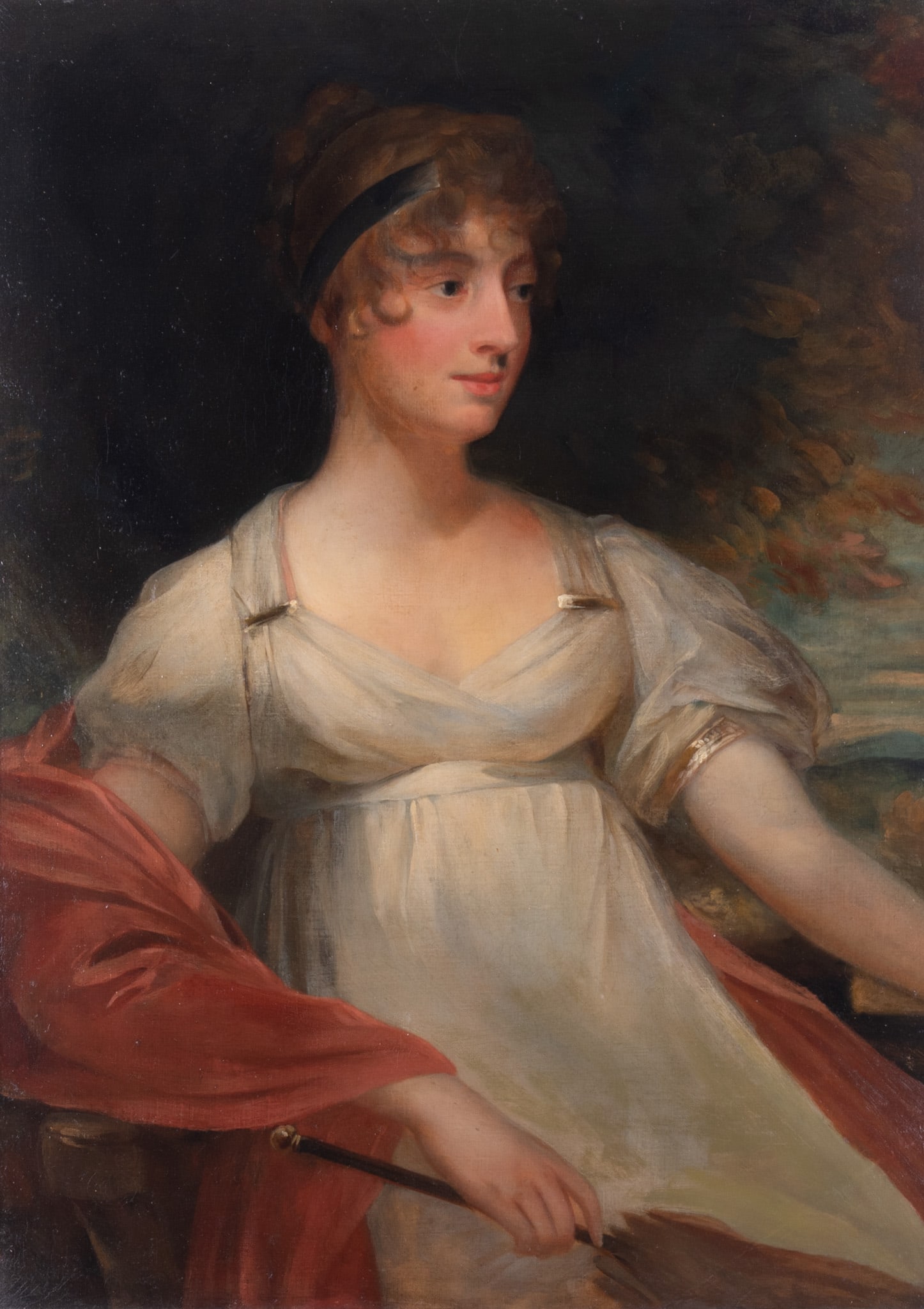 After Sir William Beechey, British (1753-1839), Portrait of a Woman, oil on canvas: After Sir William Beechey British, (1753-1839) Portrait of a Woman oil on canvas framed. After the portrait in the collection of the Metropolitan Museum of Art 36 x 26 inches; 45 x 34 1/2 inches (over