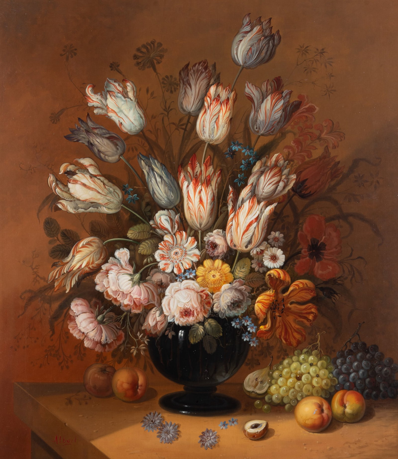 Jeannine Albert, French (1939-), Still Life, oil on canvas: Jeannine Albert French, (1939-) Still Life oil on canvas Signed lower left. Framed 31 x 27 inches;l 38 x 34 inches (overall with frame)