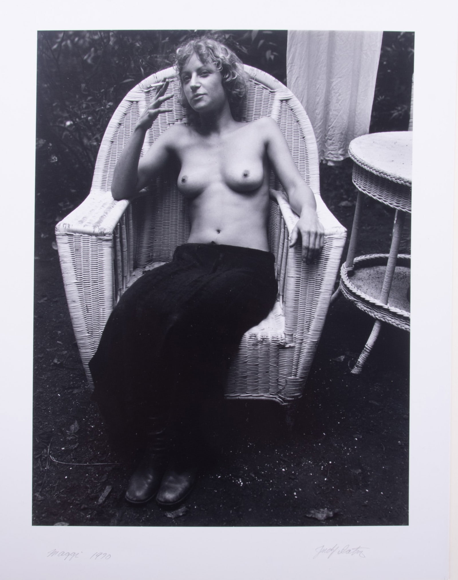 Judy Dater, California (b. 1941), Maggie Wells, 1970, gelatin silver print: Judy Dater California, (b. 1941) Maggie Wells, 1970 gelatin silver print signed, titled "Maggi" and dated lower margin, unframed. 11 3/4 x 9 inches (image); 14 x 11 inches