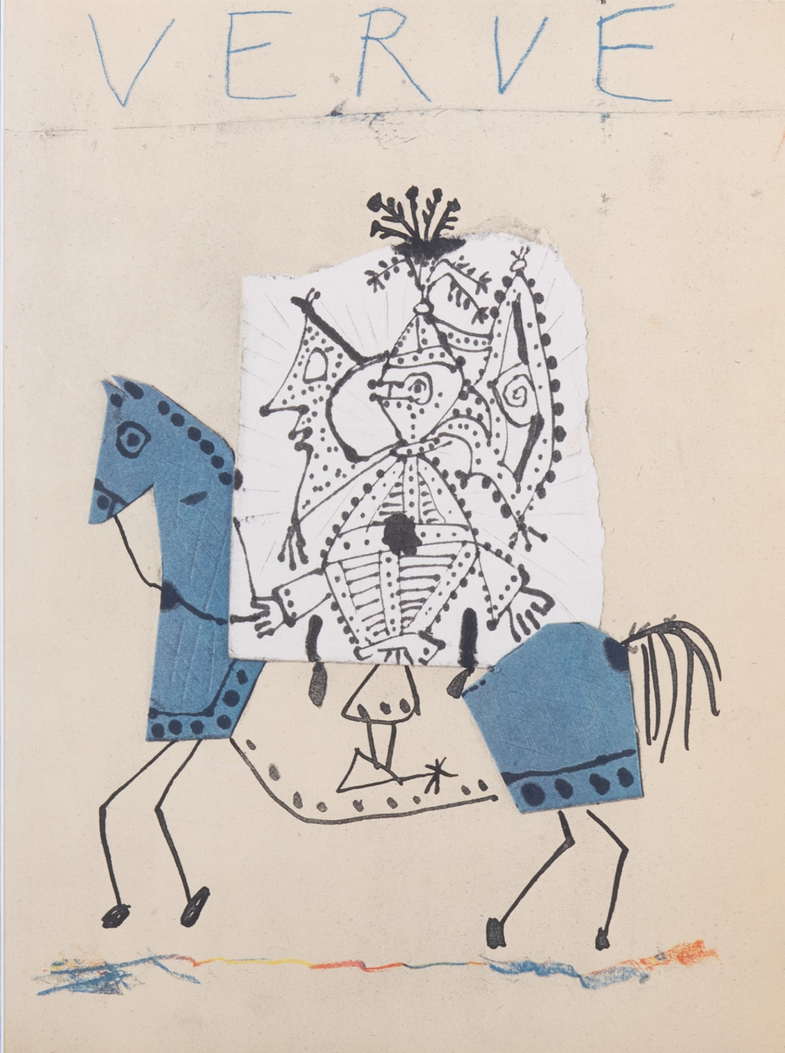 After Picasso, (1881-1973), Cover Illustration - Verve Magazine, Picasso in Vallauris, color: After Picasso (1881-1973) Cover Illustration - Verve Magazine, Picasso in Vallauris color lithograph framed. 13 1/2 x 10 inches (visible); 22 x 18 inches (overall with frame)