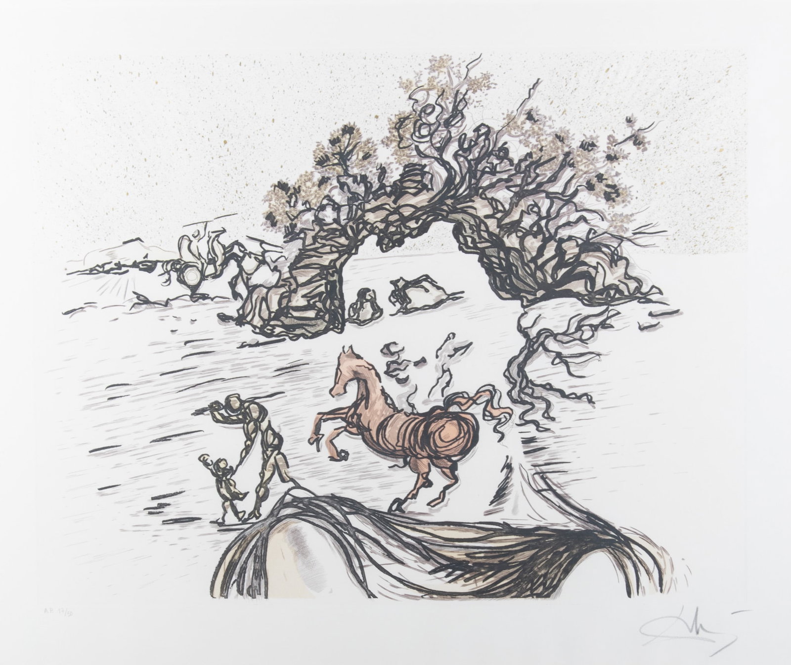 Salvador Dali, Spain (1904-1989), Horses on Shore, color etching, AP 17/50 (1 of 5)