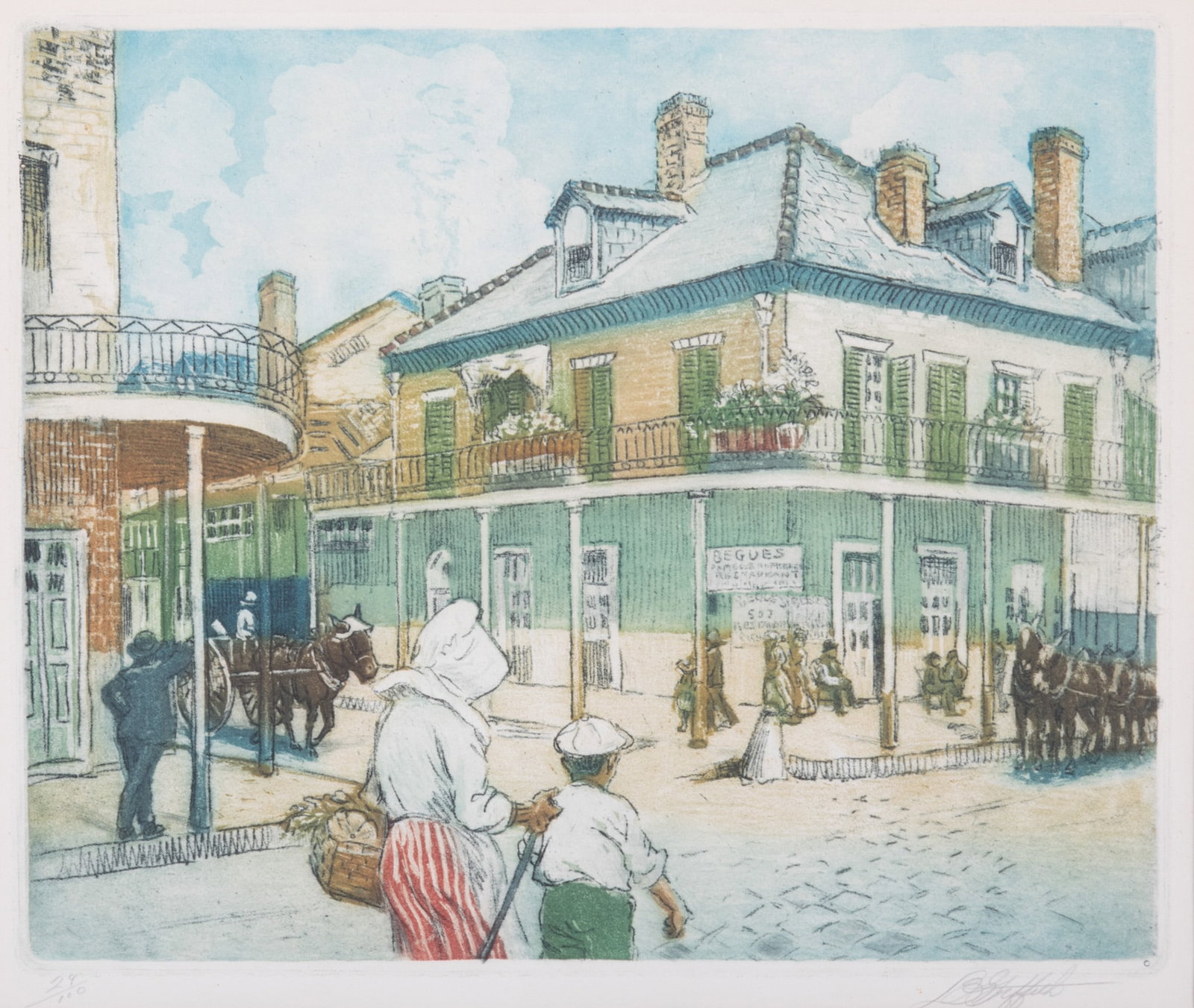 Louis Oscar Griffith, American 1875-1956, Madame Begue's Restaurant, Decatur Street, French Quarter, (1 of 4)
