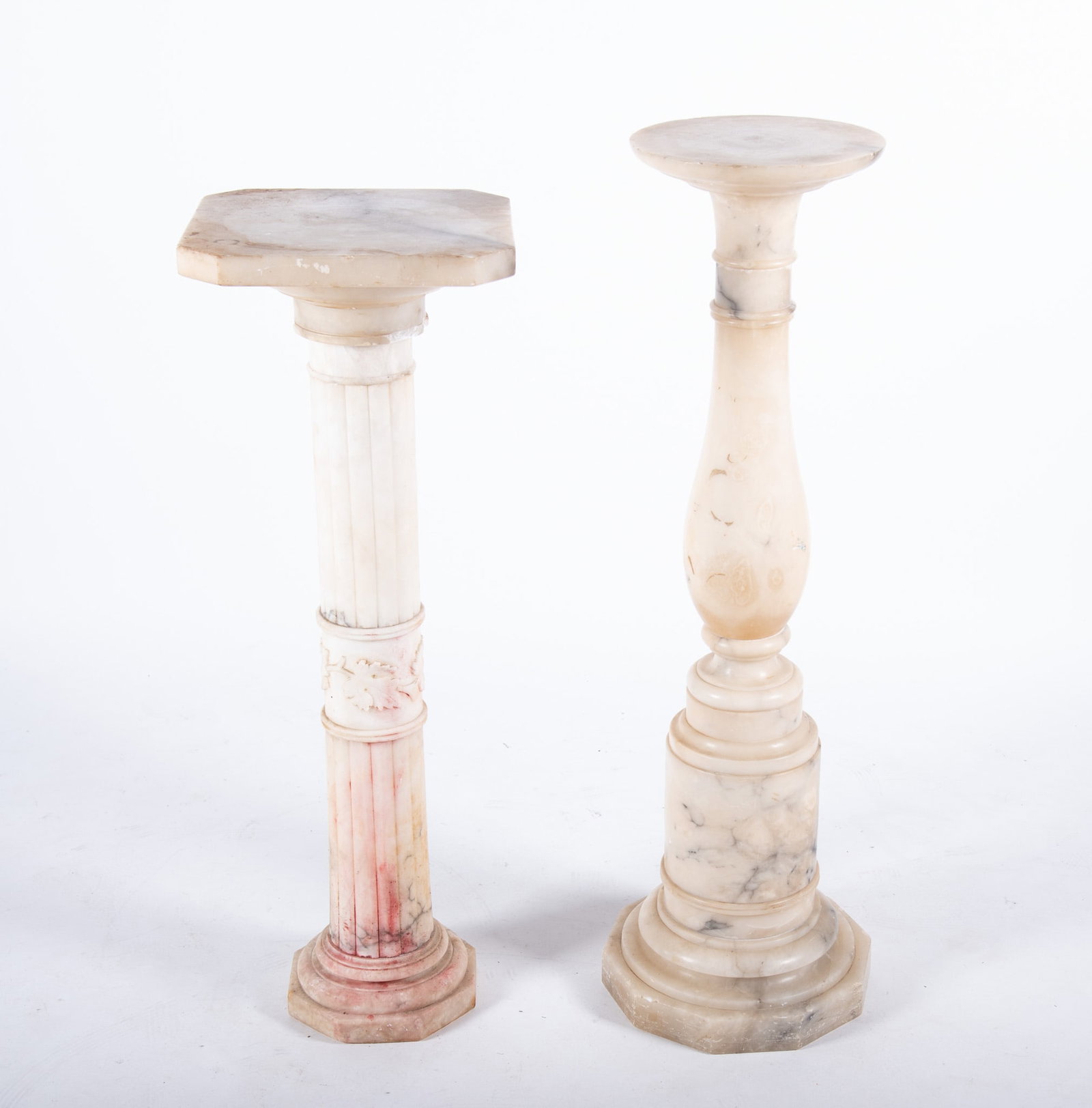 Two Neoclassical Style White Marble Pedestals (1 of 4)