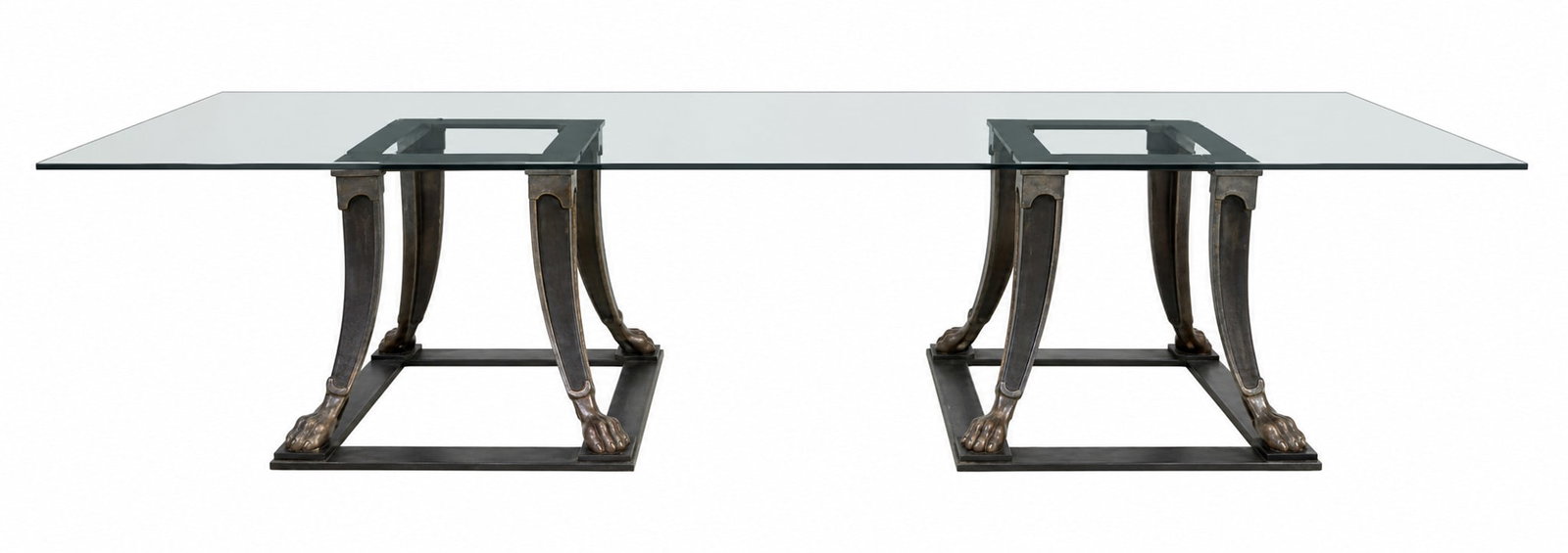 Double Cast Iron Pedestal Dining Table (1 of 1)