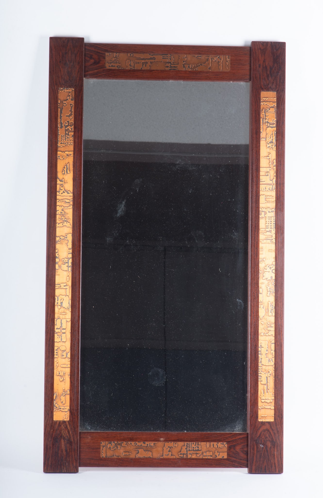 Rosewood and Copper Inset Wall Mirror (1 of 3)