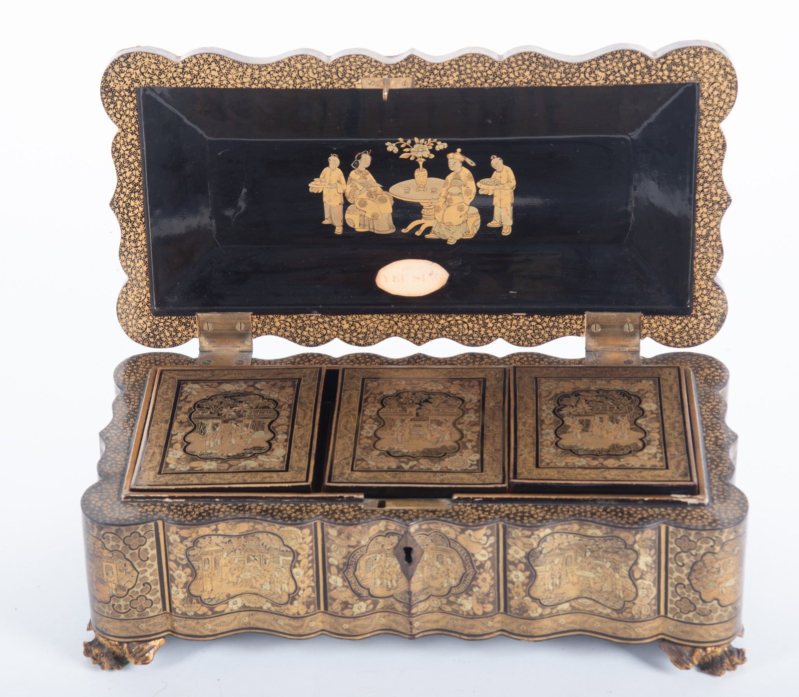 A Chinese Export Lacquered Games Box - 2