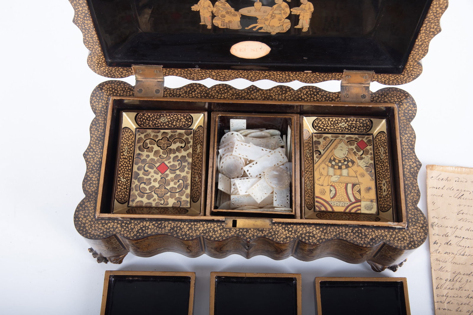 A Chinese Export Lacquered Games Box - 3