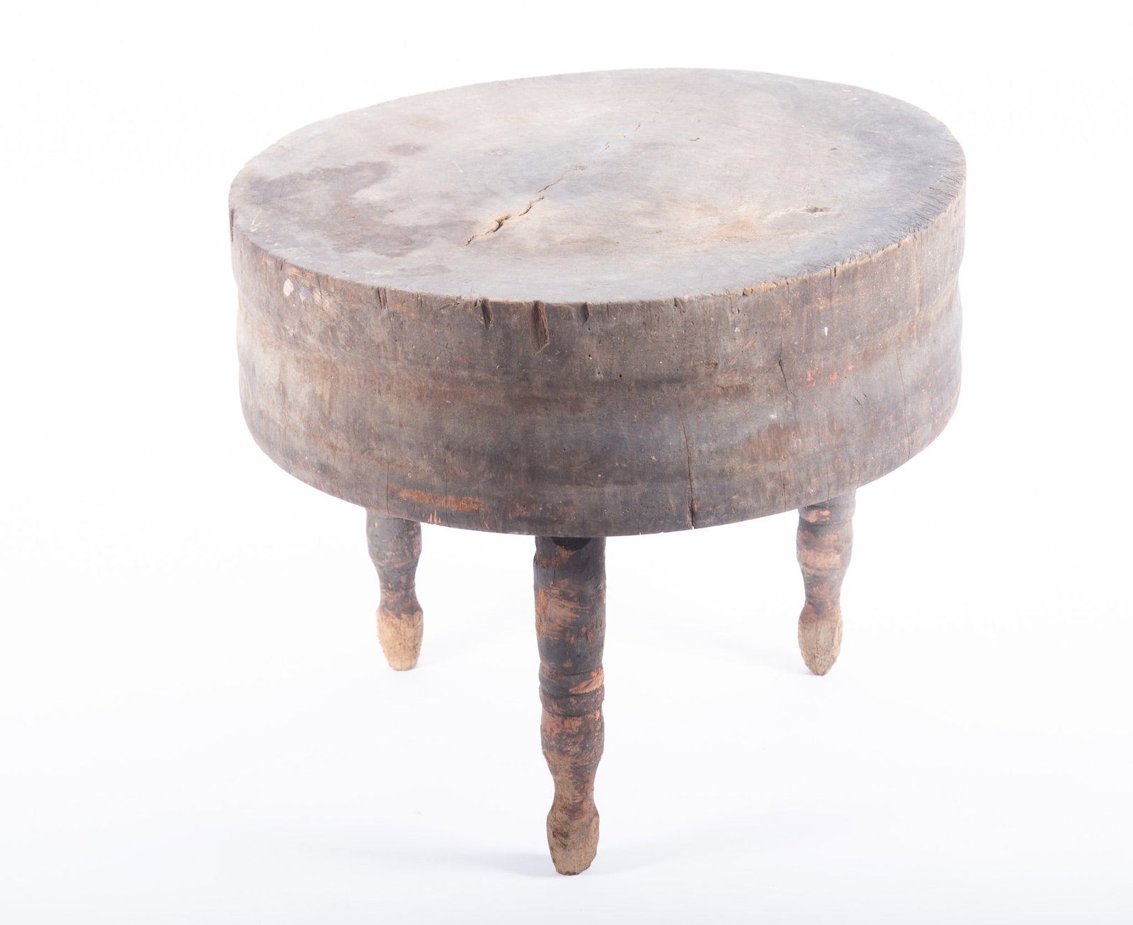 Antique American Primitive Round Butcher Block Table (1 of 3)
