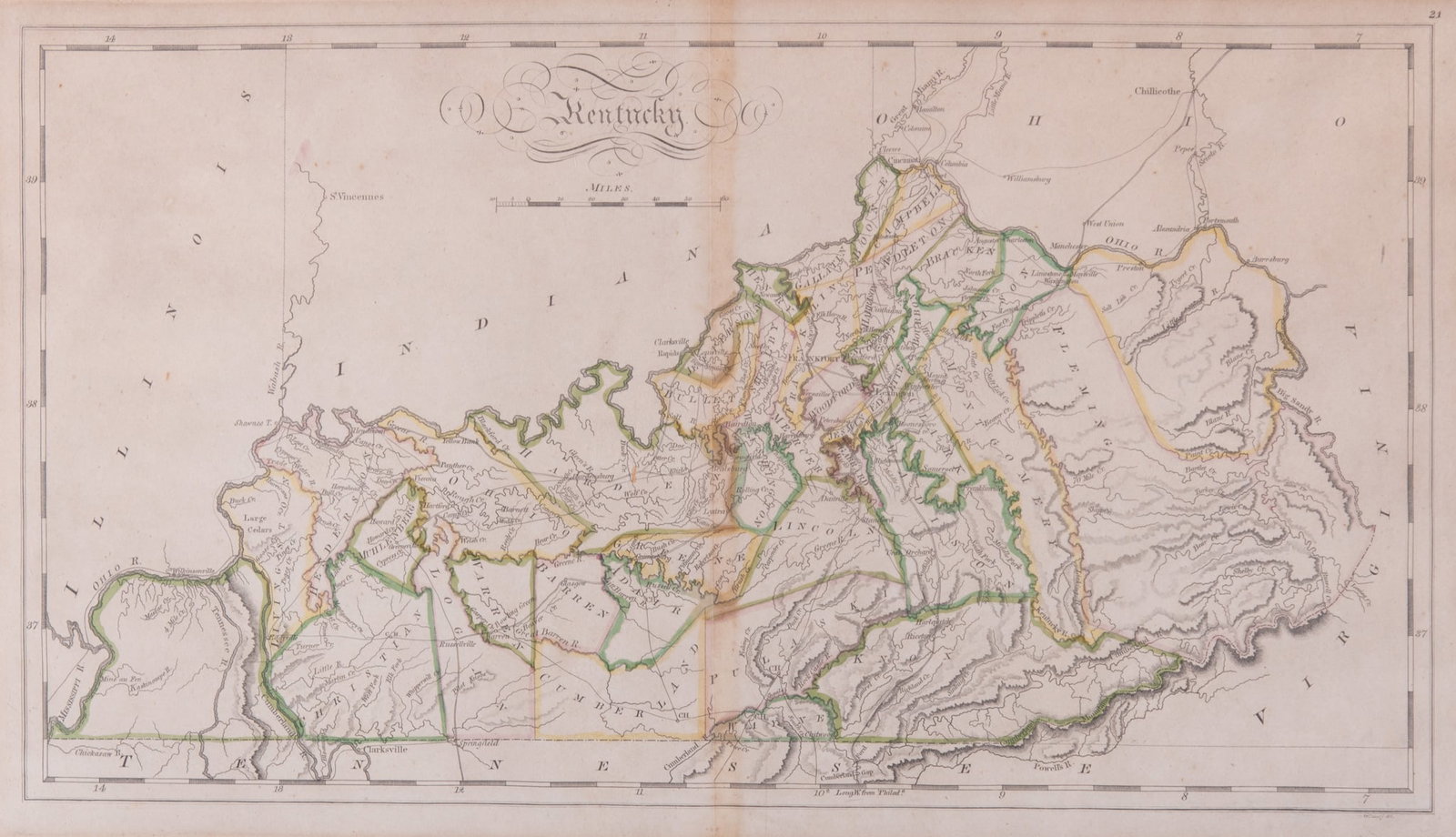 Matthew Carey Map of Kentucky, 1814 (1 of 3)