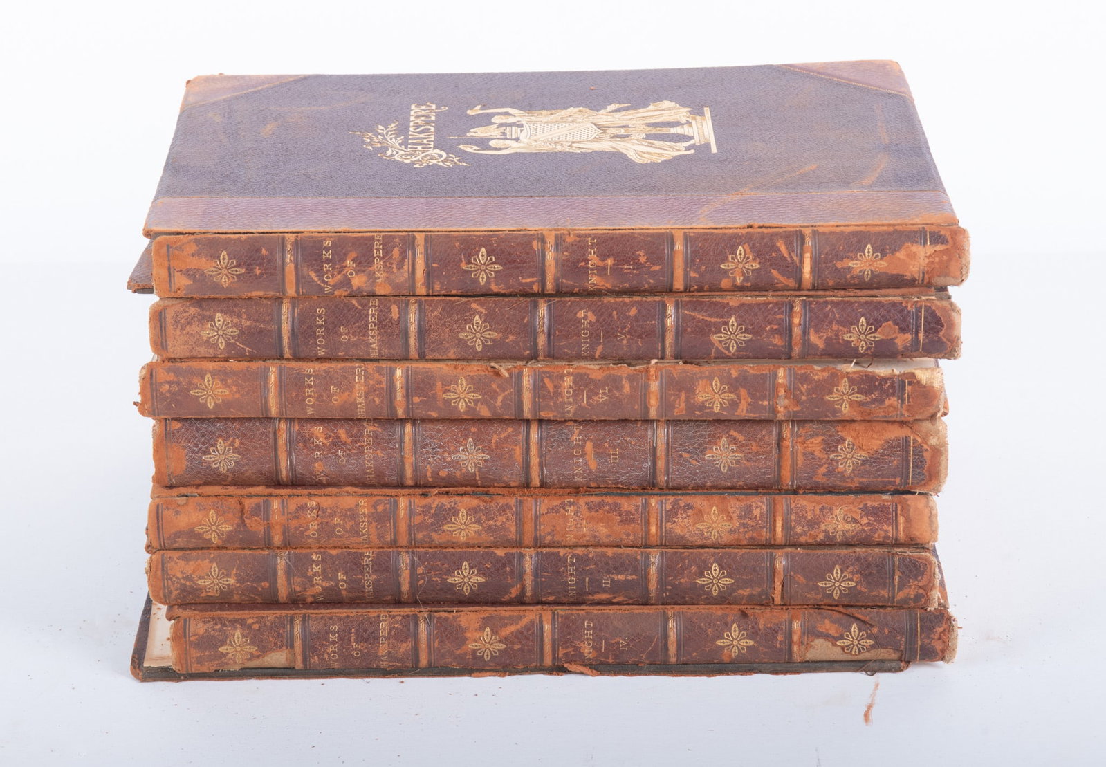 The Works of William Shakespere, Imperial Edition, edited by Charles Knight, 7 vols, E. Holdoway &: The Works of William Shakespere, Imperial Edition, edited by Charles Knight, 7 vols, E. Holdoway & Co., St. Louis, Virtue & Co, London Morocco binding with gilt embossing, lavishly illustrated with