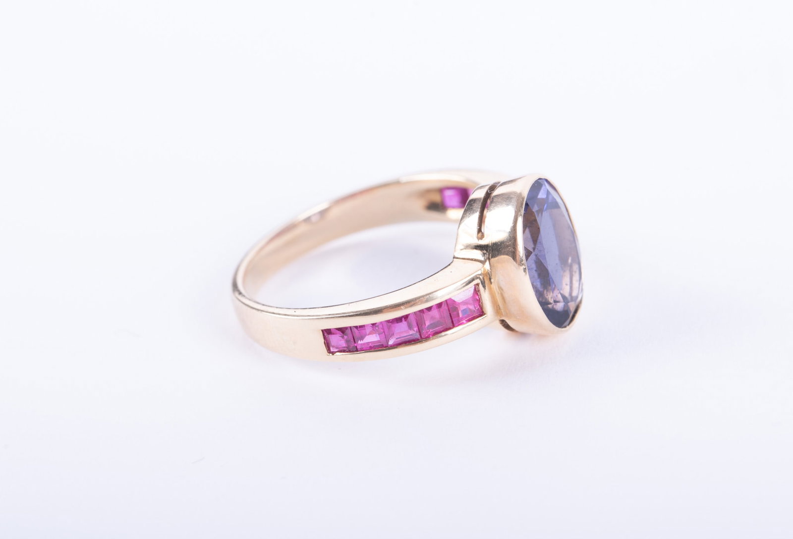 14K Yellow Gold Ring set w/Iolite & Ruby - 2