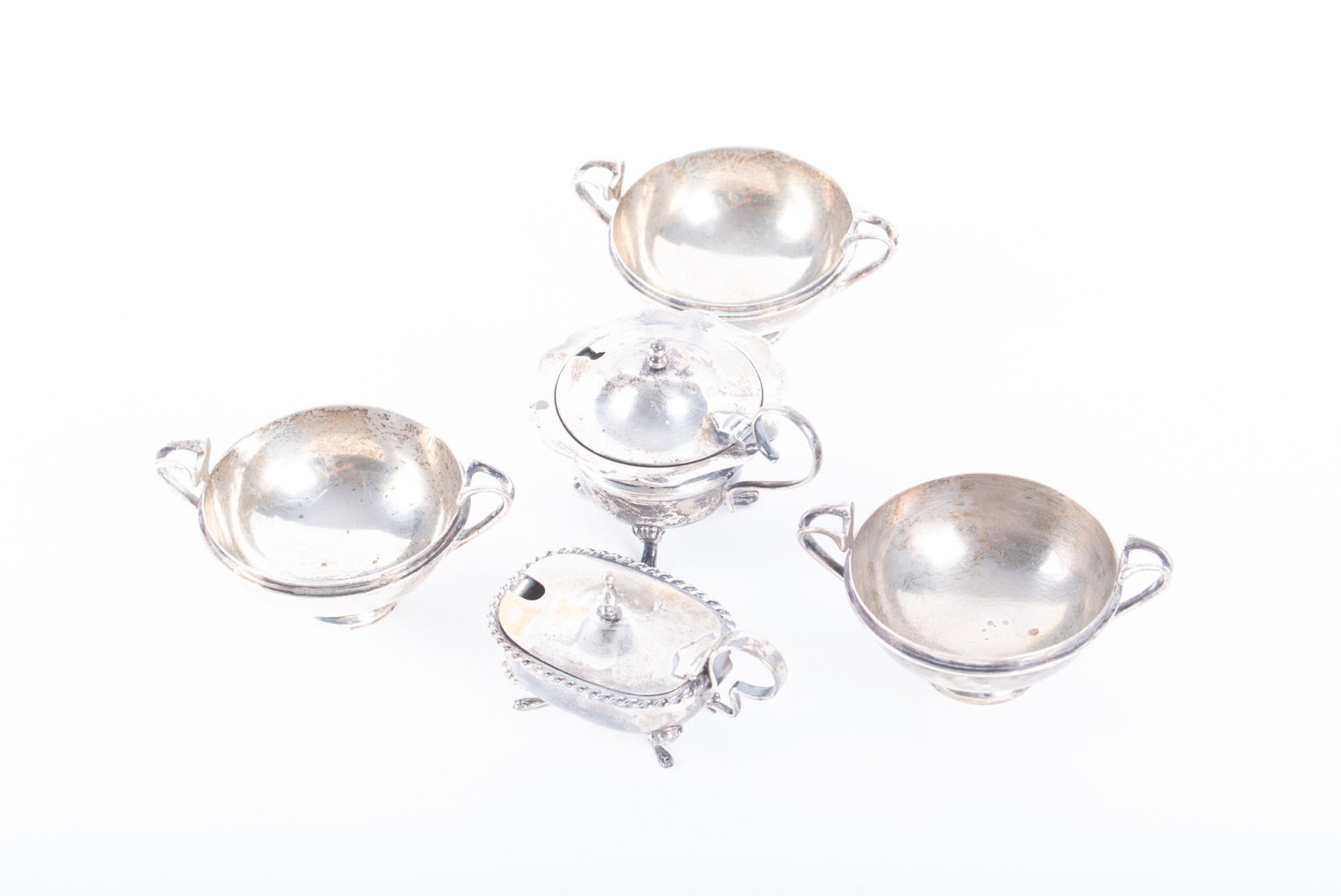 Three Antique English Sterling Silver Open Salts and Condiment Servers (1 of 3)