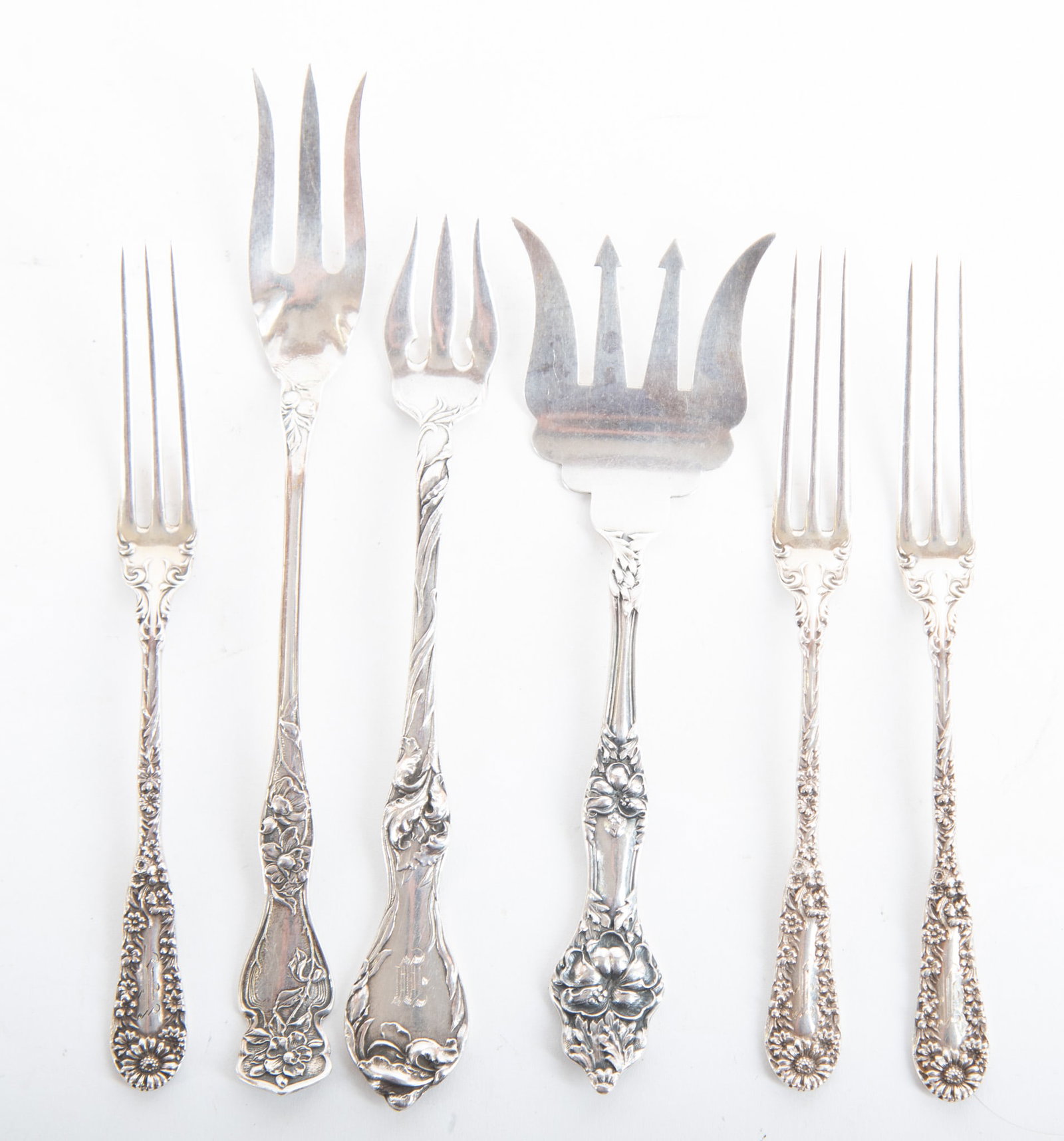 Sterling Silver Strawberry Forks, Sardine Server & Seafood Forks (1 of 3)