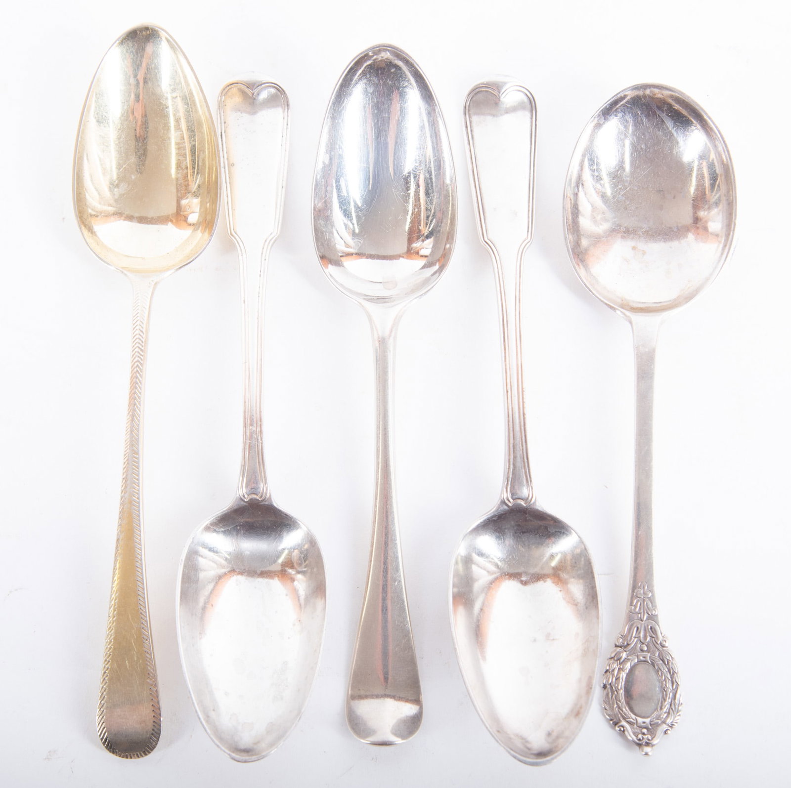 Five Antique English Sterling Silver Serving Spoons (1 of 3)