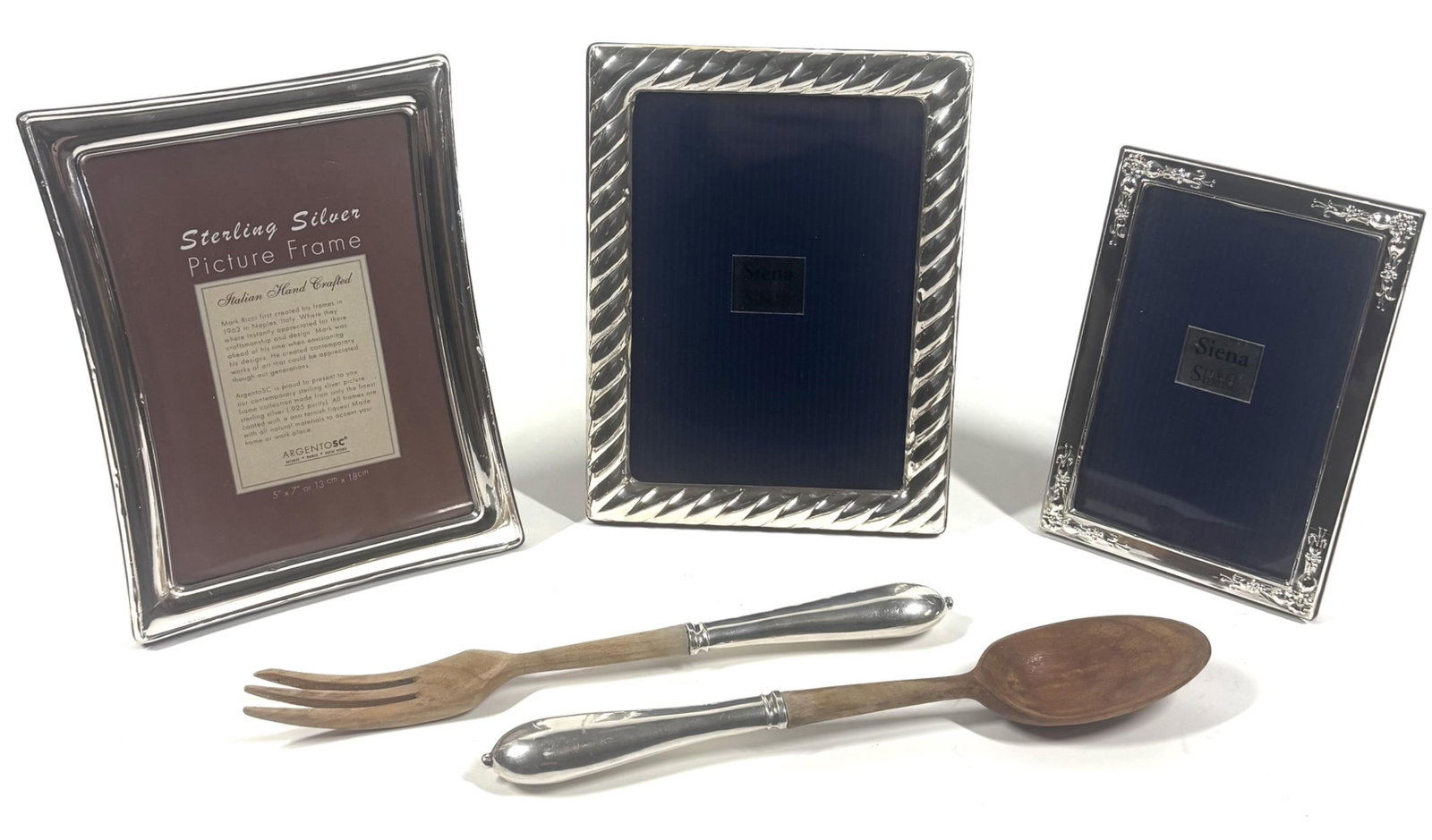 Three Sterling Silver Picture Frames and Sterling Handled Serving Pieces (1 of 1)