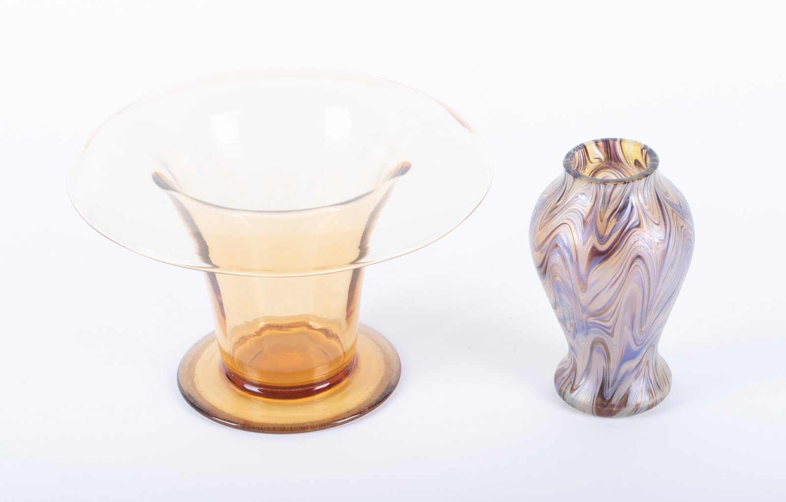 Two Hand-Blown Art Nouveau Style Glass Vases (1 of 3)