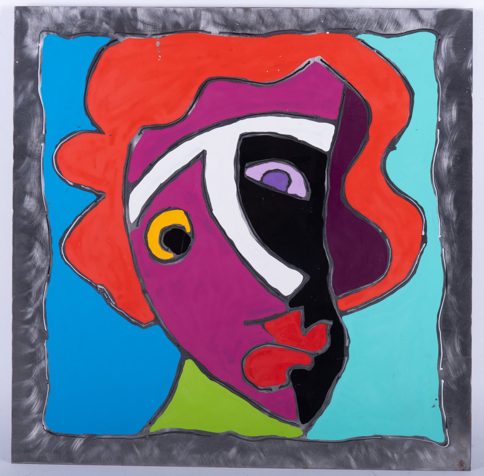 Brother Melvin Meyer, American (1928-2013), Portrait, enameled metal wall sculpture (1 of 3)
