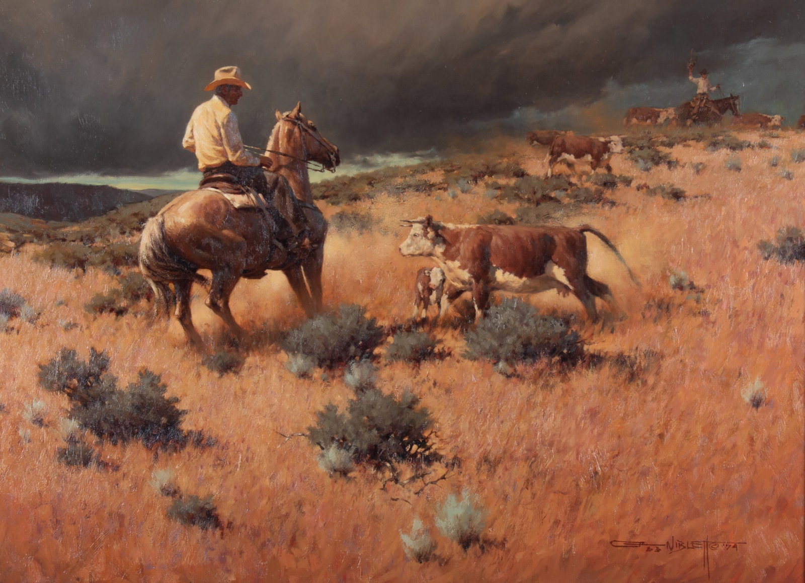 Gary Lawrence Niblett, New Mexico (b. 1943), Protective Mother, oil on masonite (1 of 5)