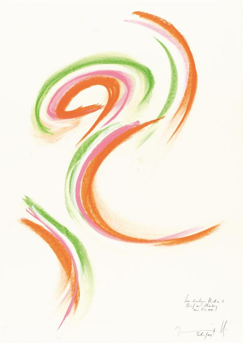 Jorinde Voigt (b. 1977): Jorinde Voigt - „Kandinsky-Studie 3 Brief an Schönberg vom 5.2.1914“ (“Kandinsky study 3 letter to Schönberg from 5.2.1914“) Coloured chalk pastel on thin wove card. 2013. C. 51 x 36 cm. Sig