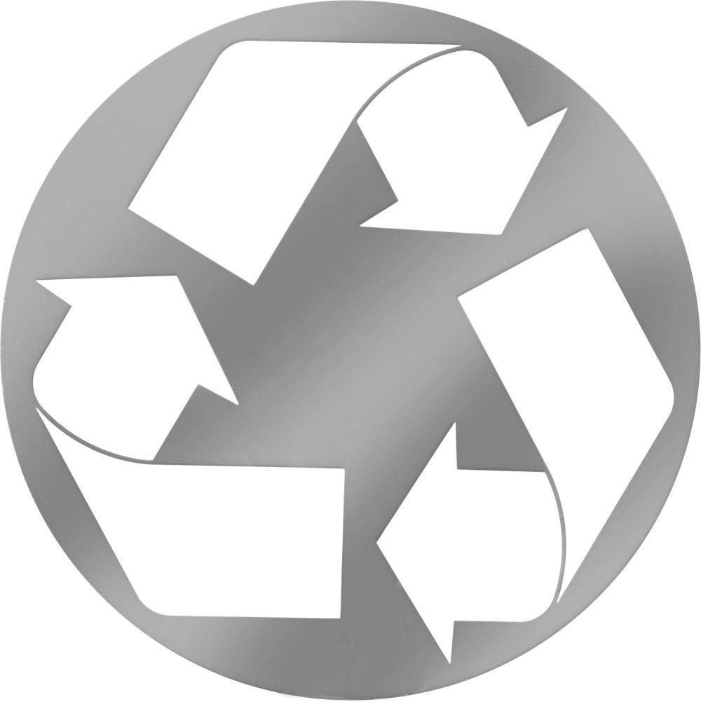 Kelley Walker (b. 1969): Kelley Walker - Untitled (recycling sign) (Untitled (recycling sign)) Laser cut mirrored sheet steel. 2006. Diameter c. 61 cm. A copy from an edition of 8. Edition Kunsthalle Zurich, 2006. With a cert