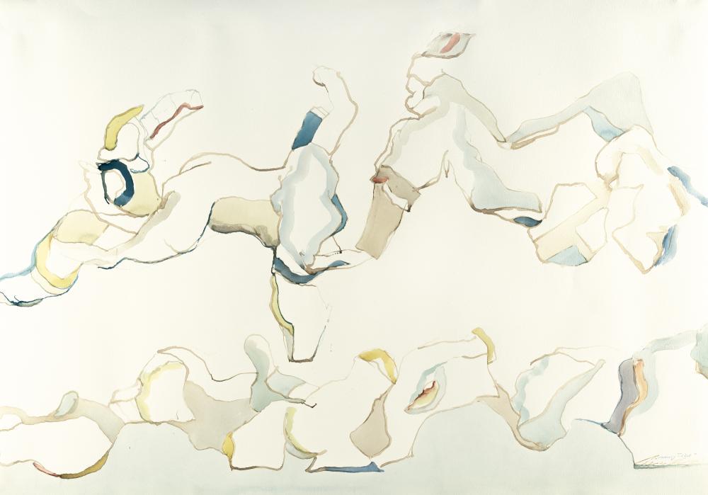 „wenig Titel“: Artist: Werner Berges Watercolour on watercolour paper. (19)84. C. 70 x 100 cm. Signed, dated and titled lower right. Taxation: VAT: Margin Scheme Deutsch: Titel: „wenig Titel“ <