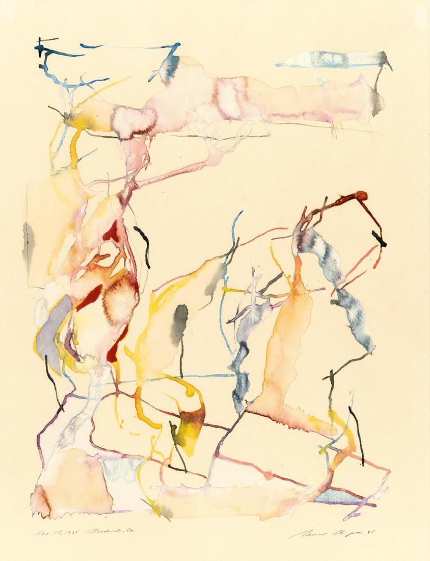 „Oct. 6, 85 Dynamic Formation Woodside,: Artist: Werner Berges Watercolour on watercolour paper. (19)85. C. 60 x 45.5 cm. Signed and dated lower right, titled lower left. Taxation: VAT: Margin Scheme Deutsch: Titel: „Oct. 6, 85